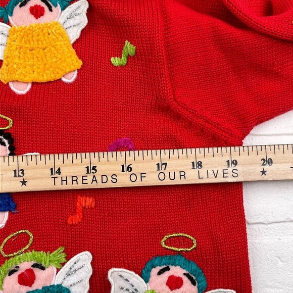 Christina Rotelli Cardigan Women Medium Red Multi Angels Music Christmas Sweater - Picture 10 of 14